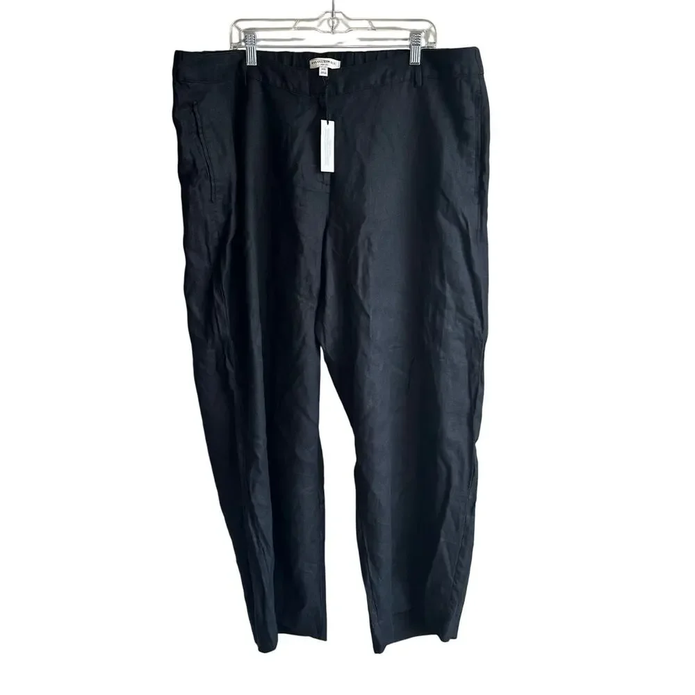 Banana Republic The Everyday Wide Leg Linen Pant Black XXL 713516